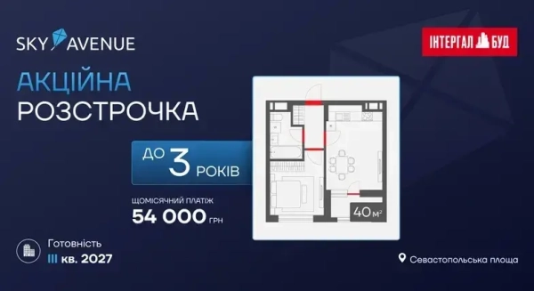 Спеціальні пропозиції розстрочки для однокімнатних квартир у житловому комплексі Sky Avenue 9
