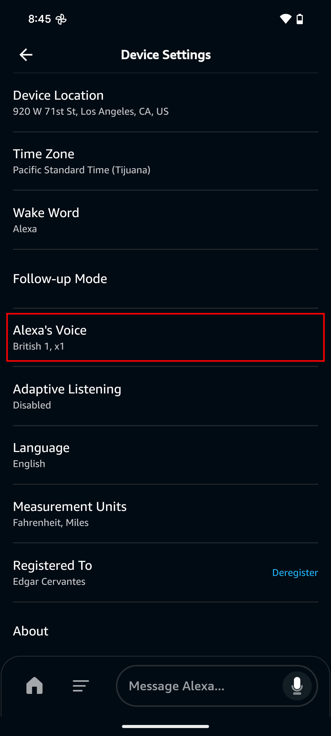 Зміна імені та голосу Alexa 35