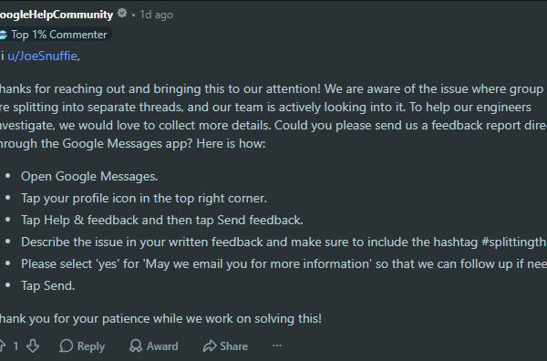 Google Messages: нова проблема з чатом, яка не потрібна користувачам