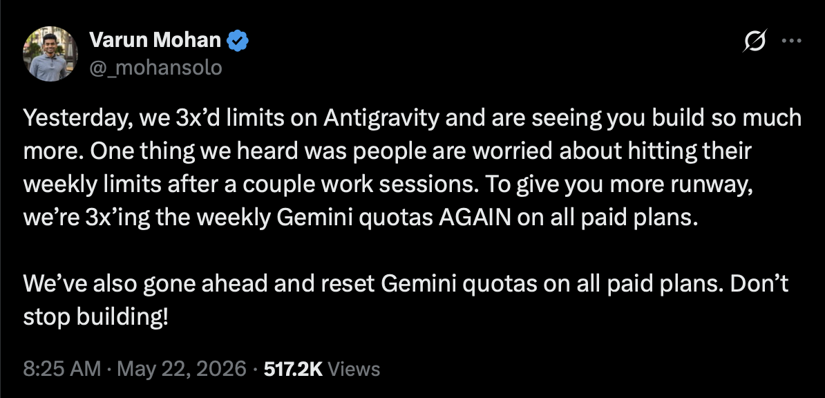 Google збільшує квоти Gemini для Antigravity 6