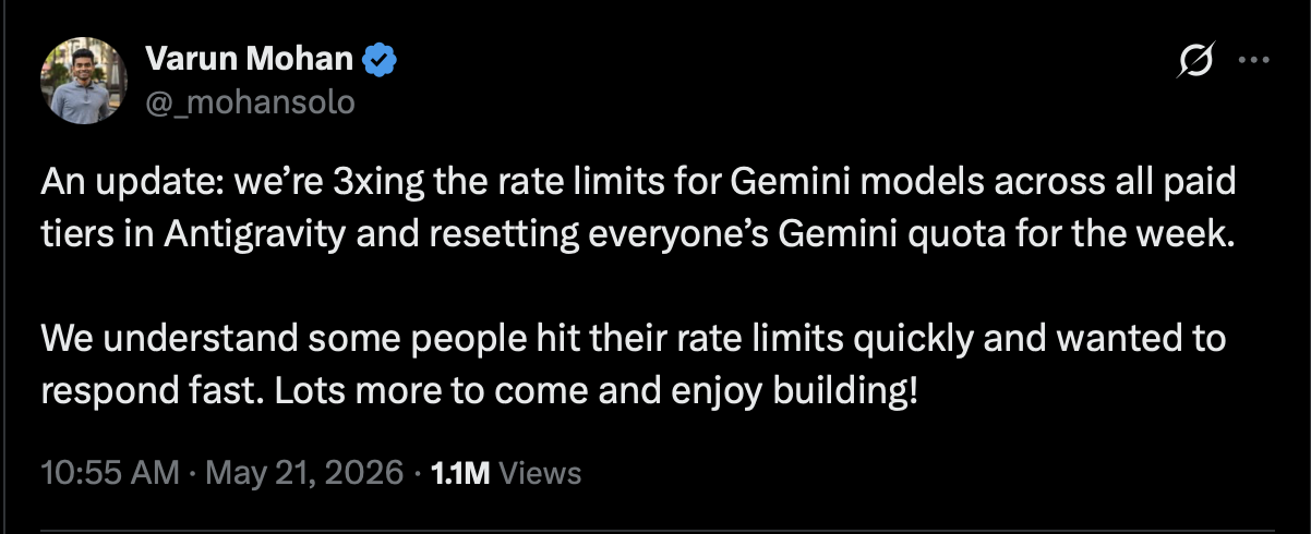 Google збільшує квоти Gemini для Antigravity 5