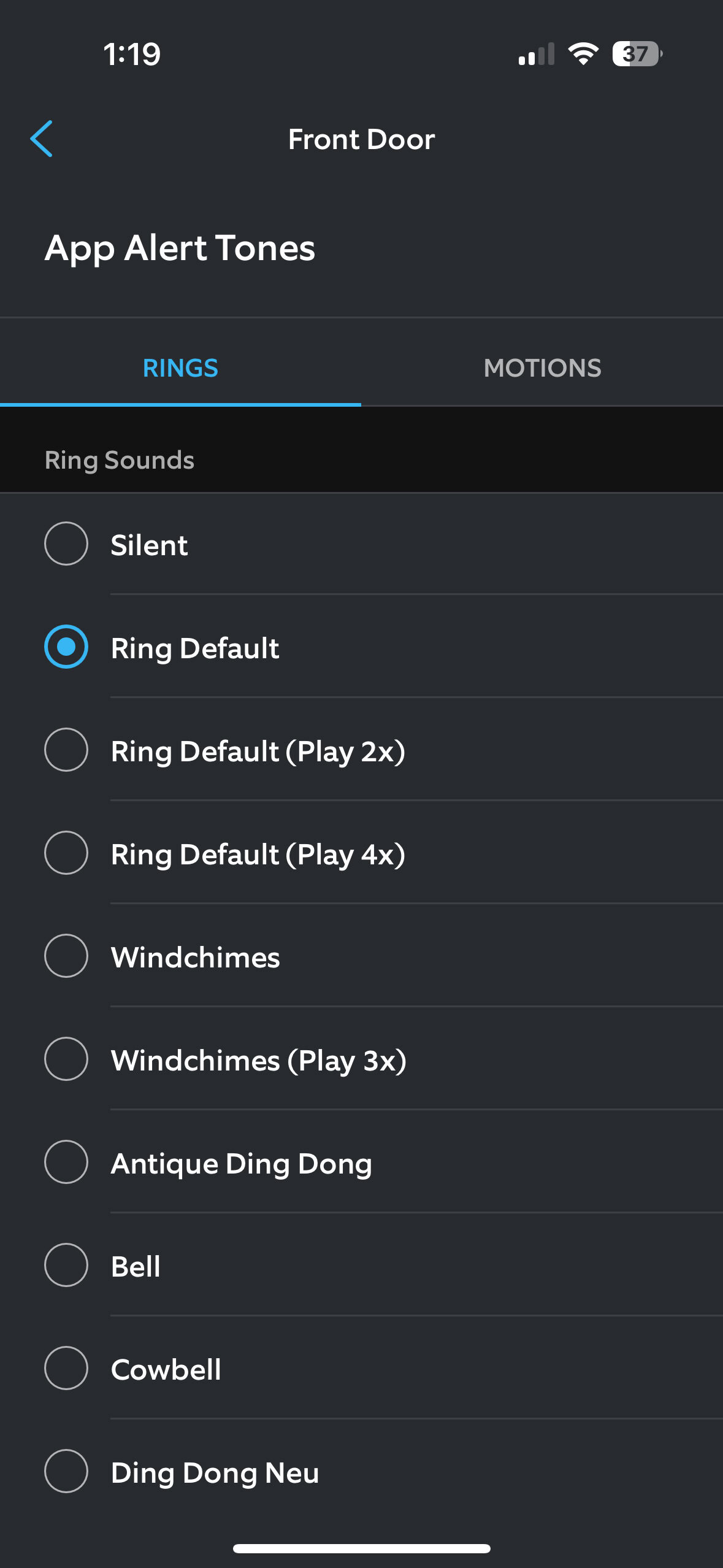 Як змінити звук сповіщень відеодзвінка Ring 20