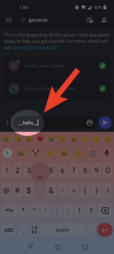Як зробити підкреслений текст у Discord 9