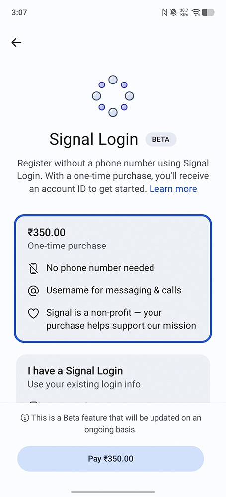 Signal дозволить реєстрацію без номера телефону за плату 6